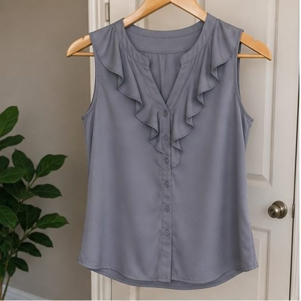 Gray Button Blouse